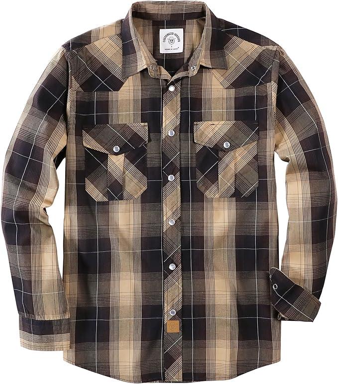 Customized Veesion Pearl Snap Shirts for Men Long Sleeve Western Shirts for Men Vintage Casual Plaid Shirt Cowboy Shirts for Men 2 XL