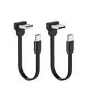 2PCS 90 Degree USB A to USB C Flat Cable Right Angle USB Male to Male Adapter Short Soft USB Cable 20inch-50CM (UP Angle+Down Angle)