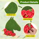 Qunclay 1 Pcs Derby Day Table Decoration Wooden Horse Tabletop Centerpiece with Red Roses Horse Racing Party Decoration for Derby Day Supplies (Green)