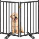 Metal Freestanding Dog Gates with Door for Outdoor Indoor,Extra Wide Tall Free Standing Dog Gate for Doorways,Large Openings,Deck,Yard,Porch,Foldable Safety Pet Fence (Black, 【2 Panels】 32''H*40''W)