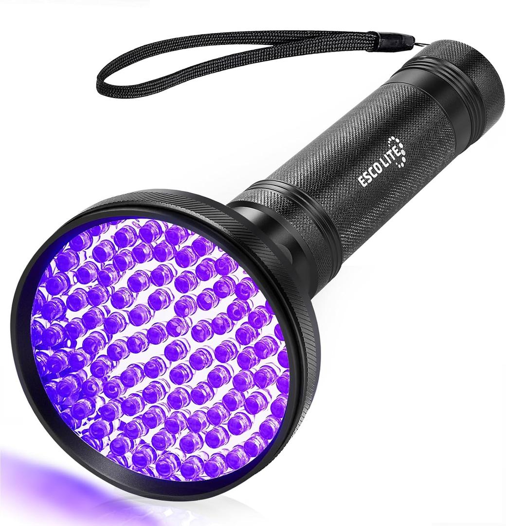 ESCO LITE UV Flashlight Black Light, 100 LED 395 nM Ultraviolet Flashlights UV Blacklight Detector for Dog Urine, Pet Stains and Bed Bug, Matching with Pet Odor Eliminator ESCO LITE UV Flashlight Black Light, 100 LED 395 nM Ultraviolet Flashlights UV Blacklight Detector for Dog Urine, Pet Stains and Bed Bug, Matching with Pet Odor Eliminator