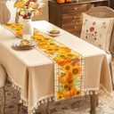 Pumpkin Sunflower Fall Table Runner - 13"90" Plaid Thanksgiving Table Runner for Fall Decor, Seasonal Harvest Autumn Thanksgiving Decorations for Home, Dining Room, Kitchen, Parties