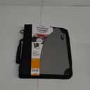 3-Ring Messenger Binder Zippered Multiple Storage Pockets Grey Notebook