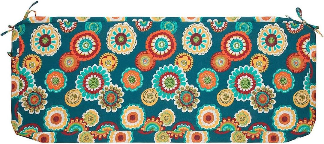 Magpie Fabrics Patio Bench Cushion Cover 48x18x3 Inch, NO Insert! Water Resistant Outdoor Loveseat Replacement Cover with Zipper (Floral Green)