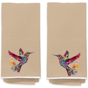 Hummingbird Bathroom Hand Towels for Guest Set of 2, Floral Bird Decorative Kitchen Dish Tea Towel, Decorative Hand Towels, Hummingbird Gifts for Women Unique, Housewarming Gift Idea New Home400