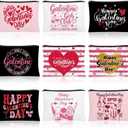 9 Pcs Happy Galentine's Day Gifts for Women 9.1 x 5.9inch Friendship Canvas Makeup Bags with Zipper Ladies Celebrating Ladies Friendship Galentine's Day Gifts for BFF Bestie Bachelorette