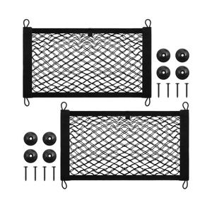 Frienda 2 Pieces Stretchable Small Cargo Net Pocket Storage Mesh Net Elastic Automotive Storage Pouch with 8 Pieces Mounting Screws and Hooks for Truck Car SUV Boats(21 x 9.8 Inches)