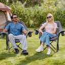 Oversized Camping Chair, Portable Folding Padded Camp Chairs with Side Pocket, Cup Holder, Heavy Duty Support 500LBS Outdoor Lounge Chair for Adults, Fishing, Sports, Trip, Grey