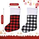 Skylety 6 Pcs Christmas Stockings 15 Inch Buffalo Plaid Stocking Classic Fireplace Hanging Stockings for Family Farmhouse Xmas Party Decoration (Red Black and Black White)