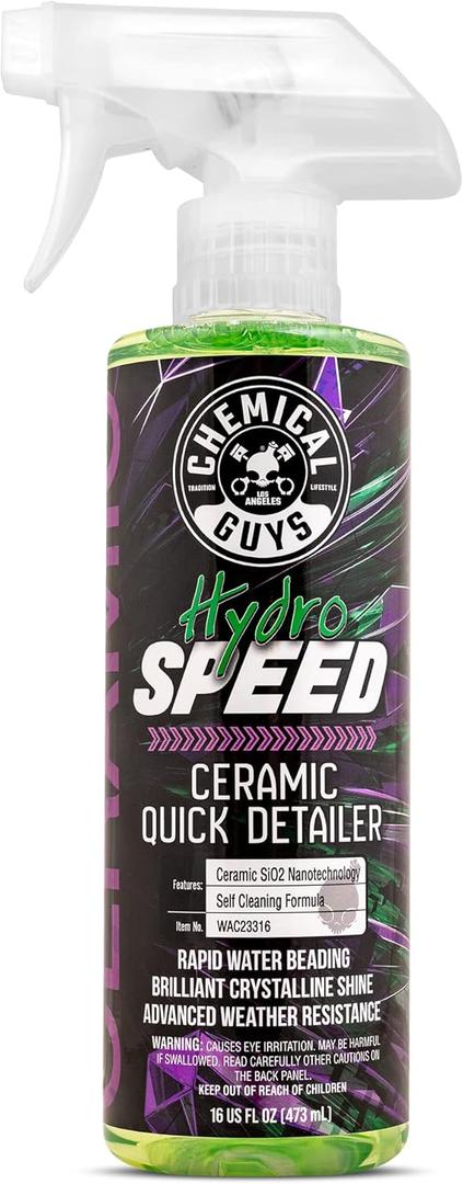 Chemical Guys Hydro Speed Ceramic Quick Detailer Spray - SiO2 Shine Car Detailer Spray for Cars, Trucks, SUVs, Motorcycles and RVs, Boosts Gloss, Hydrophobic Protection and Slickness, 16 oz