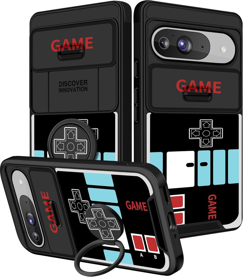 for Pixel 9 Pro/Pixel 9 Case - Women Girls Cute Phone Cover Girly Pretty Aesthetic Game Unique Design with Camera Cover and Ring Stand Funda for Pixel 9 Pro/Pixel 9