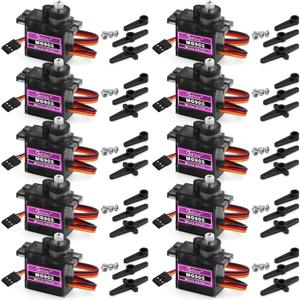 10 Pack Mg90s Servo Motor 9g Micro Servos Kits Metal Gear for DIY Smart Robot Toys RC Toy Car Model Helicopter RC Boat