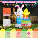 6FT Easter Inflatables Bunny & Chick Sitting on Easter Egg Decoration, Easter Blow up Yard Decoration Rabbit and Chicken Inflatable Built-in 4 LED for Easter Party Indoor Outdoor Lawn Decor