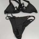 SweatyRocks Women's 2 Piece Bikini Set Criss Cross Spaghetti Strap Separated Swimsuit (Black) S