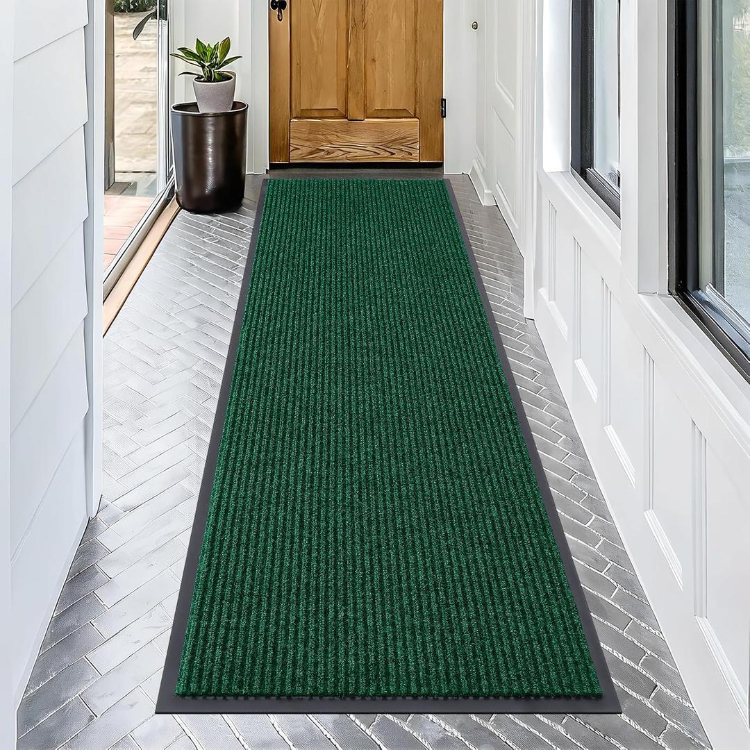 OLANLY Front Door Mat Indoor Outdoor Entrance, Waterproof Heavy Duty Doormat, Fade Resistant, Low Profile, Easy Clean Patio Porch Welcome Floor Mats for Entry, 71x23, Green