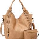 Women Tote Bag Handbags PU Leather Fashion Hobo Shoulder Bags with Adjustable Shoulder Strap (Large, Apricot)