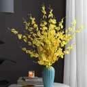 Nubry 12pcs Artificial Orchids Flowers Fake Silk Dancing Lady Orchid Faux Long Stem Flowers in Bulk for Home Wedding Office Party Festive Indoor Outdoor Decoration (Yellow)