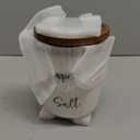 DAYYET Salt and Pepper Bowls, 10 oz Salt Cellar with Lid, Stacked Ceramic Salt Pepper Container with Acacia Wood Lid, Salt Box for Countertop, Modern Kitchen Decor, Set of 2, White