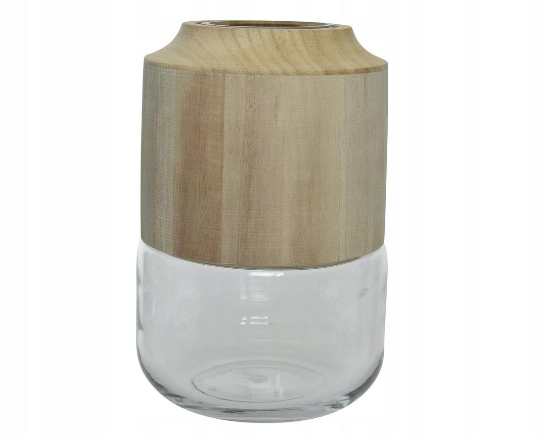 5.5x 9 
VASE Scandinavian boho style glass and wood