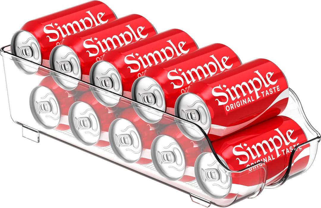 Simple Houseware Soda Can Organizer and Dispenser for Refrigerator / Pantry, Clear (1 Pack)