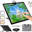 A3 Light Board for Diamond Painting - Rechargeable Tracing Light Box with Carry Bag, 3 Colours Stepless Dimmable 6 Levels Brightness Light Pad, Battery Powered Portable Light Pad for Tracing