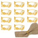 12pcs Ramadan Napkin Rings, Bismillah Letter Metal Napkin Ring Serviette Rings Buckle Gold Eid Mubarak Napkin Holder for Wedding Party Ramadan Banquet Table Decor