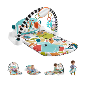 Fisher-Price Baby Playmat Glow and Grow Kick & Play Piano Gym, Blue Musical Learning Toy with Developmental Activities for Newborns 0+ Months 