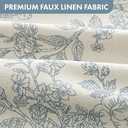 Linen Blue Floral Toile Shower Curtain, Linen Textured Fabric with 12 Rustproof Metal Hooks, Wrinkle Resistant Cloth Machine Washable Bathroom Decor for Cottage Core Style, W72* L72