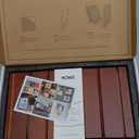 MNKE Premium Vinyl Record Stand - a Mid-Century Style Record Holder for Albums, 50-60 LP Capacity - with a Now-Playing Record Display Groove (Brown)