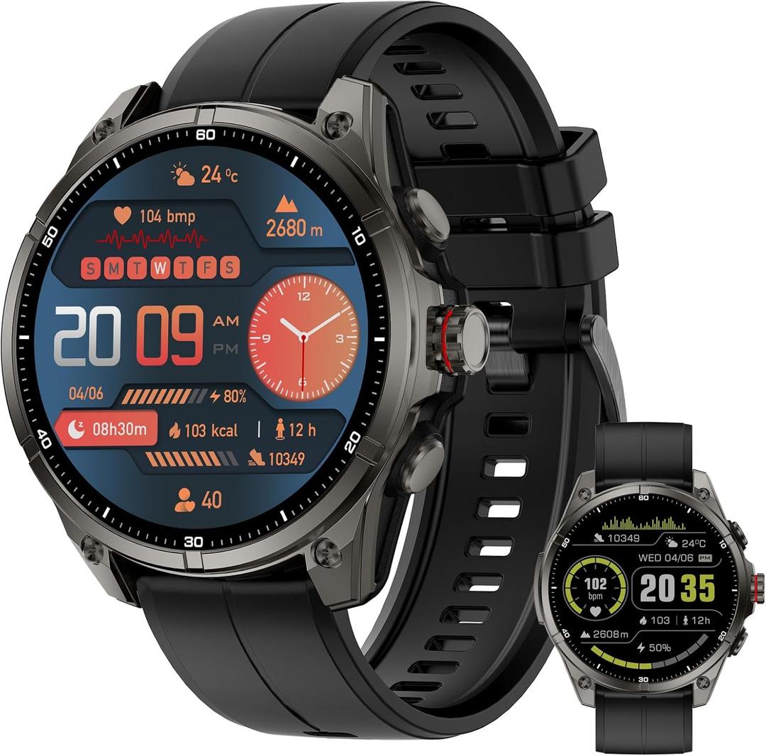 GPS Smart Watch for Men, 6 Satellite Positioning Rugged Outdoor for Running, 730 mAh Long Battery Life, 5ATM Waterproof Compass/Altimeter with Answer/Make Call Compatible for Android iOS