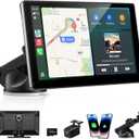 Wireless Carplay Screen for Car & Android Auto, 4K Dash Cam + 1080P Backup Camera, Portable Touchscreen, GPS Navigation, Bluetooth for All Cars (9inch)