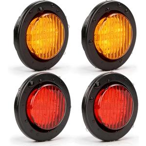NEW SUN Premium 2.5" Round LED Trailer Lights, 13 LEDs Side Marker Lights, Clearance Lights Kits with Grommet & 2-Pin Plug - Universal for Trucks, Trailers, Rvs, Camper, 2 Pcs Amber 2 Pcs Red