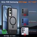 2 x Magnetic for Samsung Galaxy S25 Edge Case,[Fits for Magsafe][Anti-Slip Edge][Matte Translucent][2 Stand Ways] with Invisible Stand Shockproof Phone Case for Galaxy S25 Edge 6.7'' Black