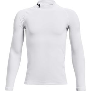 Under Armour Boys' ColdGear Armour Mock Long Sleeve T-Shirt, White (100)/Black, Youth Large