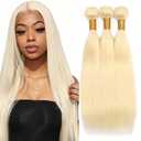 Blonde Straight Bundles Color 613 Human Hair 3 Bundles 300g 28 30 32 inch 10A Grade Double Weft Weave Extensions Unprocessed Brazilian Virgin Hair for Black Women