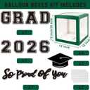Graduation Decorations Class of 2026 - Green Graduation Decorations - Balloons Boxes with Letters 2026 GRAD So Proud of You, Congrats Grad Party Decorations for Any Grades
