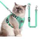 2 x Cat Harness and Leash for Walking, The Upgrade Can be Adjusted in Four Directions and Breathable Cat Harness for Anti Escape that can be Fitted and Positioned, Reflective Strips Harness, Green,XS