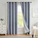 Navy Solid Full Blackout Curtain Heavy Linen Texture Window Treatment for Bedroom Noise Reducing Thermal Insulated Drapes 8 Grommets Top for Living Room with Liner, Indigo Blue, 50" x 84" x 2