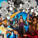 Black Silver Balloons Arch Garland Kit, Black Silver White Balloons Disco Ball Balloons Arch for Disco Party Christmas 2026 New Year's Eve Birthday Graduation Anniversary Decorations