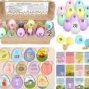 Skylety Resurrection Story Eggs Gift Set Christian Easter Craft Kits with 12 Religious Easter Cards 12 Wooden 2D Egg 12 Resurrection Story Eggs with Meaningful Symbols for Basket Stuffers Holy Week