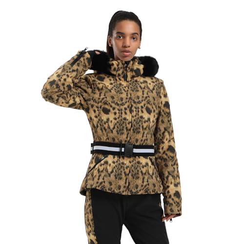 Women's Ski Jacket Snowboard Warm Winter Short Slim Snow Coat Jacket Mountain Windproof Waterproof Insulated Hooded 46