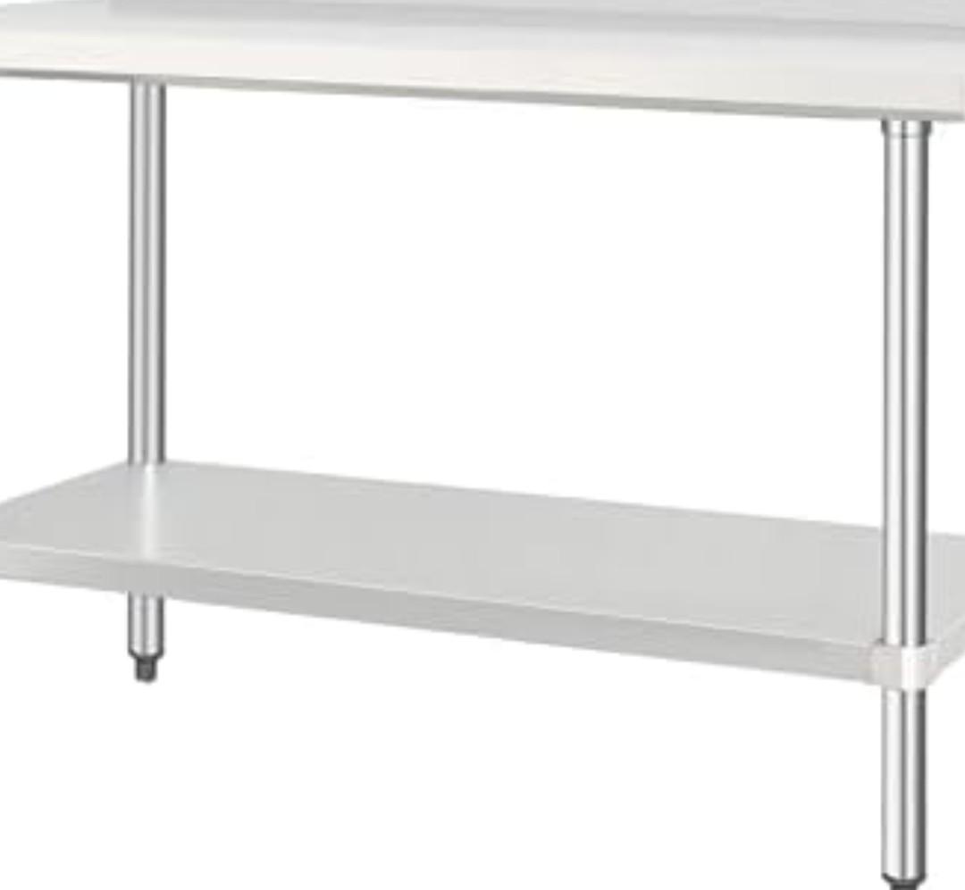 HARDURA Stainless Steel Table with backsplash 24 x 60 Inches Kitchen Prep Table Heavy Duty Stainless Steel Workbench NSF 304 with Aluminium Corner Undershelf for Commercial Restaurant
