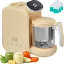 Chefhandy Baby Food Maker, Steamer & Blender with Stainless Steel Basket, Puree Maker with Auto/Manual Blend, Bottle Warmer & Sterili-zer, Safe & Easy-to-Clean Compact Baby Food Processor (Yellow)