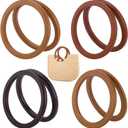 PH PandaHall 8pcs Flat Round Bag Handles 4 Colors Wooden Purse Handles 5.5 inch Decorative Ring Handbag Purse Handle Replacement for DIY Handmade Woven Bags Purses Handbags Tote Making