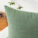 Kevin Textile Set of 2 Sage Green Pillow Covers 16 x 16 Inch Spring Farmhouse Boho Decorative Throw Pillow Covers Linen Cushion Covers for Sofa Couch Dcor