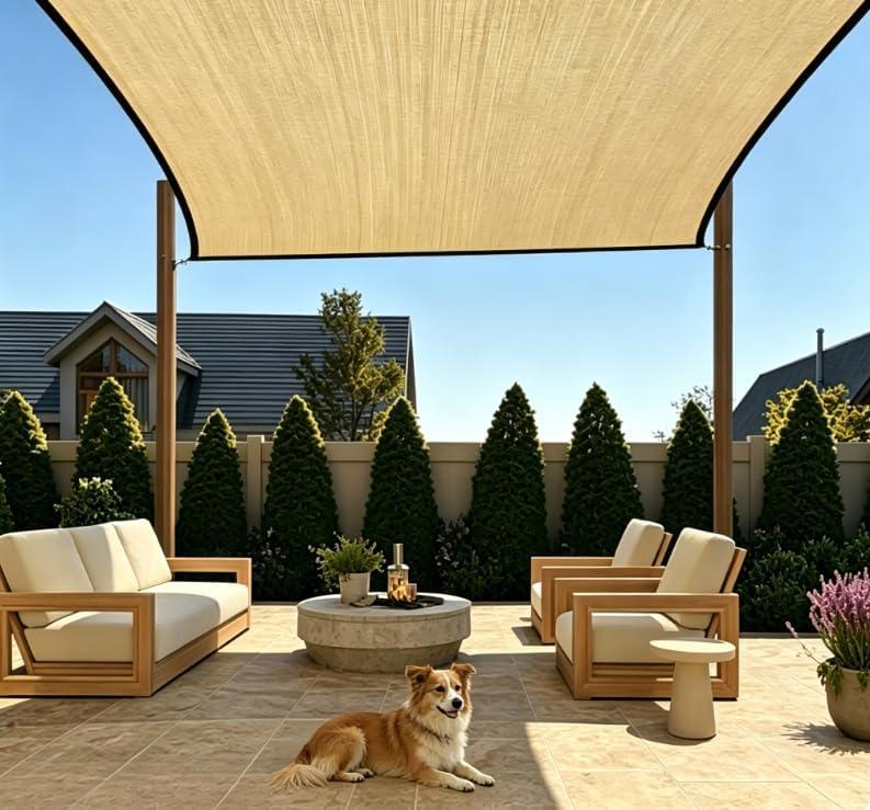 DZS Pet Sun Shade Sail 10' x 13' Rectangle UV Block Patio Shade Canopy for Outdoor Shade Canopy for Patio,Dog Kennel, Chicken Coop and Livestock Shelter Backyard, Deck & Garden (10'x13')