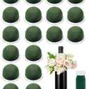 Tessco 18 Pcs Mini Floral Foam Holder Round Floral Foam with Green Arrangement Wire Arrangement Supplies for Table Wedding Wine Bottle Decor