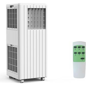 GarveeTech 8,000 BTU Portable Air Conditioner, 3 in-1 AC/Dehumidifier/Fan for 350 sq ft, 45 dB Quiet, 24H Timer & Remote, Window Kit & Wheels Included – White