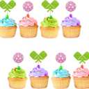 24pcs Pickleball Cupcake Toppers, Pickleball Birthday Cupcake Toppers for Kids, Pink Glitter Pickleball Cupcake Picks, Sport Themed Birthday/Retirement Party Supplies