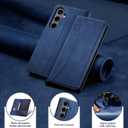 Jasonyu Flip Wallet Case for Samsung Galaxy S24 FE,Leather Magnetic Folio Cover with Card Holder,Kickstand - TPU Shockproof Durable Protective Phone Case,Blue
